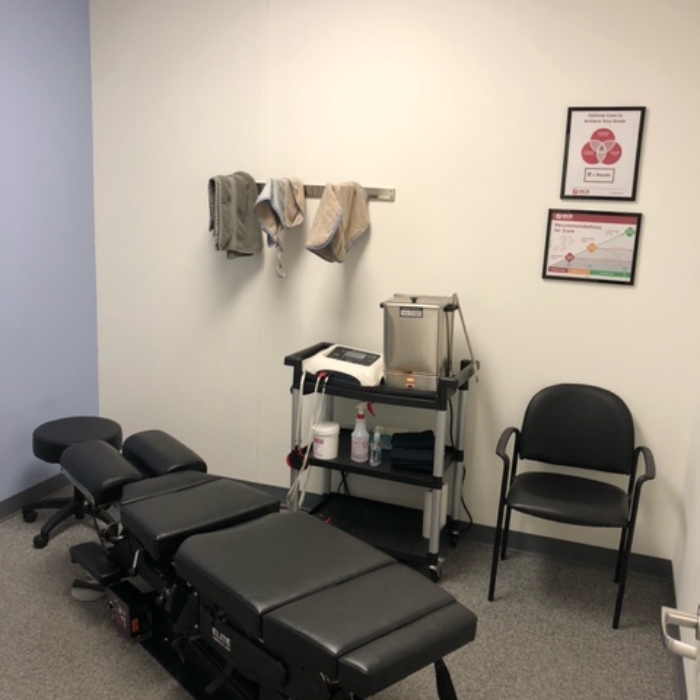 MCR Chiro Clinic room showing table and equipment.