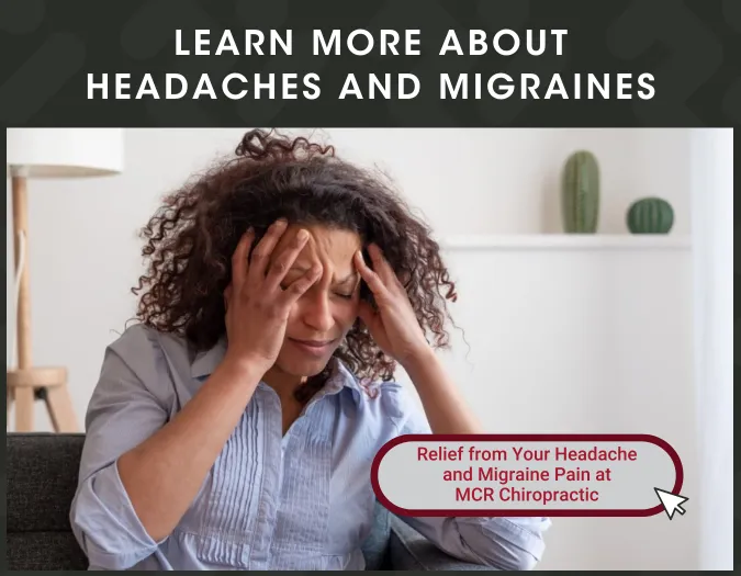 Where to learn more about headaches, women show being in pain from headache.